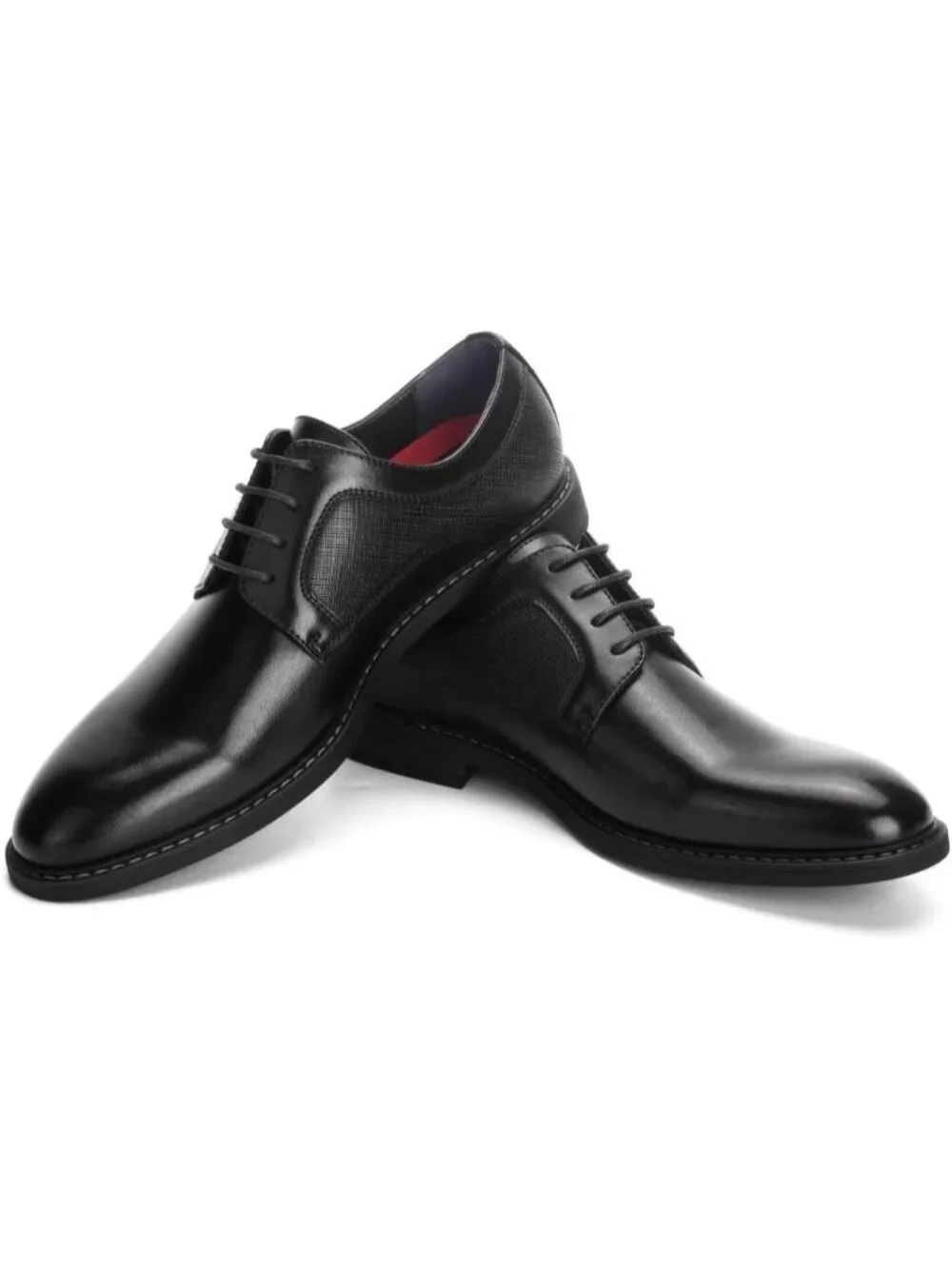 Men's Matte Black Leather Lace-Up Fit Business Derby Brogue Oxfords Dress Shoes